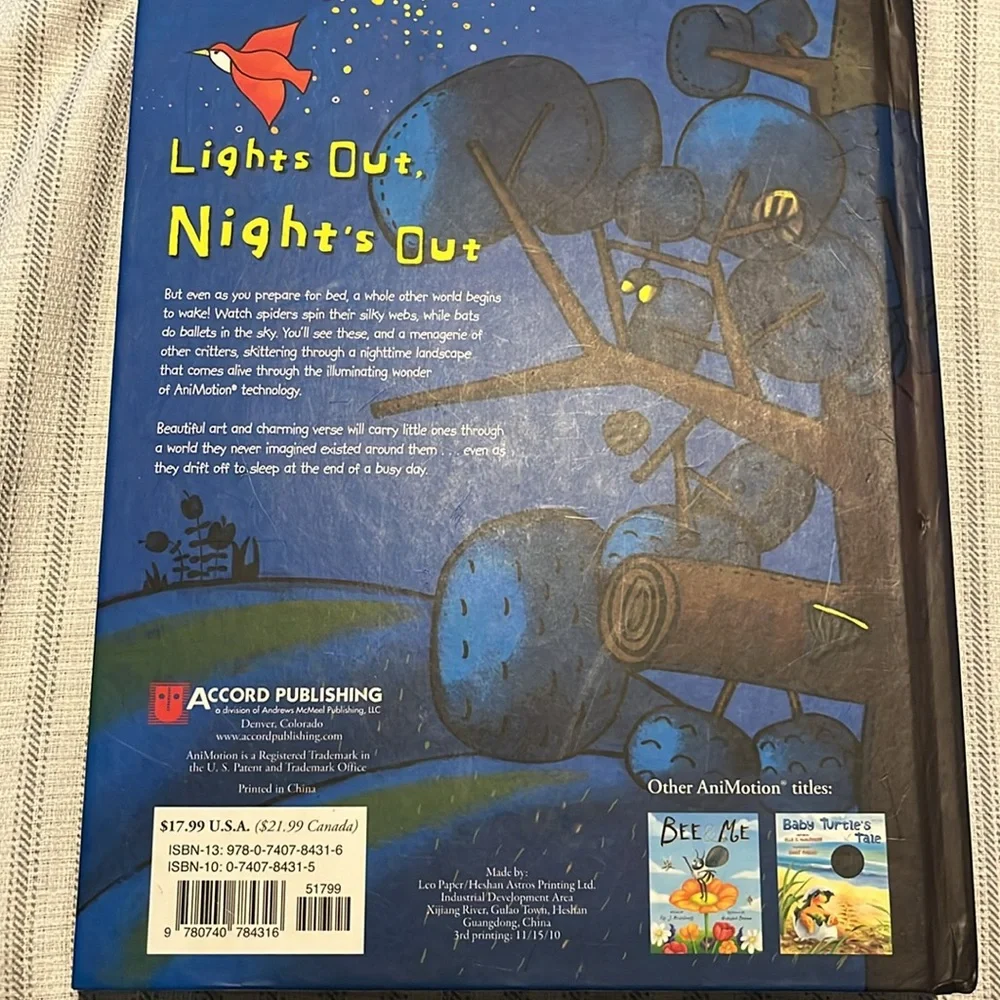 Lights Out, Night's Out: A Glow in the Dark Book (AniMotion) EUC